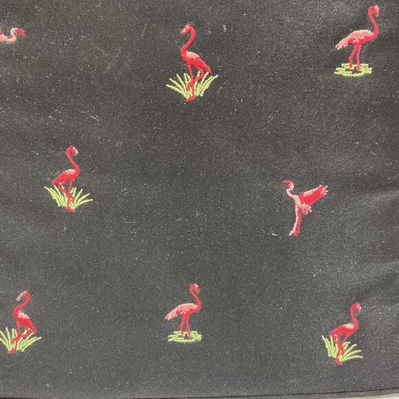Vintage Pink Flamingo Evening Bag Purse Bamboo Double Top Handles Satin Novelty - Picture 6 of 8